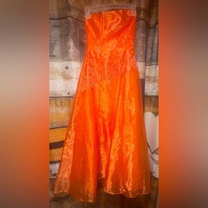 Poly USA Orange Sleeveless Prom Dress Small
